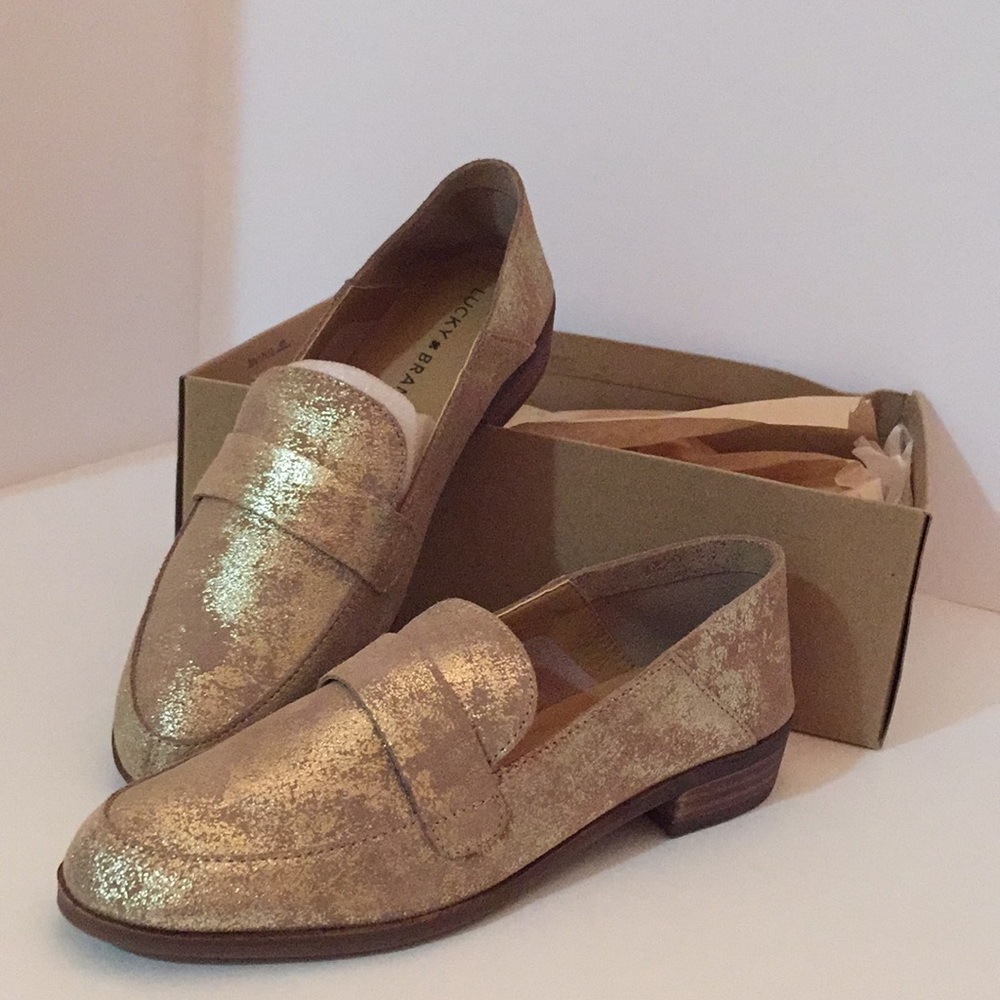 LUCKY BRAND GOLD NORDIC METALLIC LOAFER SZ 8.5